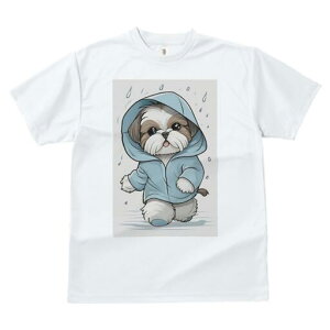シーズー Tシャツ レディース 犬ファン 半袖 春夏 犬柄 プリント カジュアル かわいい 人間用 個性派 ここだけのデザイン 面白 雨 シーズー レインコート