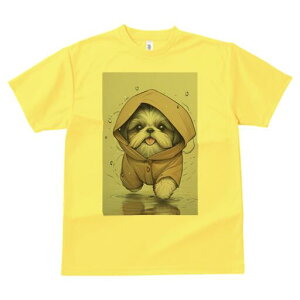 シーズー Tシャツ レディース 犬ファン 半袖 春夏 犬柄 プリント カジュアル かわいい 人間用 個性派 ここだけのデザイン 面白 雨 シーズー レインコート
