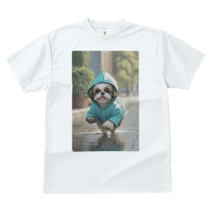 シーズー Tシャツ レディース 犬ファン 半袖 春夏 犬柄 プリント カジュアル かわいい 人間用 個性派 ここだけのデザイン 面白 雨 シーズー レインコート