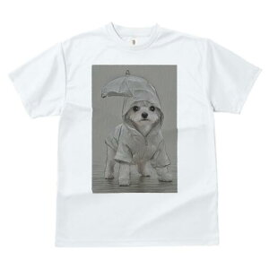 マルチーズ Tシャツ レディース 犬ファン 半袖 春夏 犬柄 プリント カジュアル かわいい 人間用 個性派 ここだけのデザイン 面白 雨 マルチーズ レインコート 傘