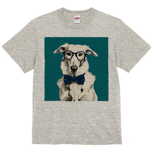 ボルゾイ Tシャツ レディース 犬ファン 半袖 春夏 犬柄 プリント カジュアル かわいい 人間用 個性派 ここだけのデザイン 面白 メガネ ボルゾイ 蝶ネクタイ