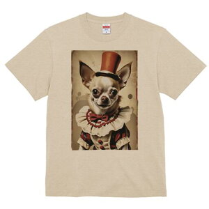 チワワ Tシャツ レディース 犬ファン 半袖 春夏 犬柄 プリント カジュアル かわいい 人間用 個性派 ここだけのデザイン 面白 サーカス チワワ ピエロ 帽子 衣装