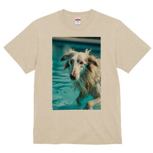 ボルゾイ Tシャツ レディース 犬ファン 半袖 春夏 犬柄 プリント カジュアル かわいい 人間用 個性派 ここだけのデザイン 面白 水 ボルゾイ プール