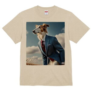 ボルゾイ Tシャツ レディース 犬ファン 半袖 春夏 犬柄 プリント カジュアル かわいい 人間用 個性派 ここだけのデザイン 面白 スーツ ボルゾイ ネクタイ ポケットチーフ