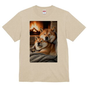 柴犬 Tシャツ レディース 犬ファン 半袖 春夏 犬柄 プリント カジュアル かわいい 人間用 個性派 ここだけのデザイン 面白 暖炉 柴犬 毛布 癒し 暖か
