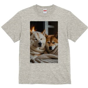 柴犬 Tシャツ レディース 犬ファン 半袖 春夏 犬柄 プリント カジュアル かわいい 人間用 個性派 ここだけのデザイン 面白 暖炉 柴犬 毛布 冬 癒し