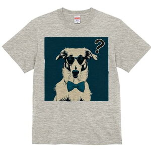 ボーダーコリー Tシャツ レディース 犬ファン 半袖 春夏 犬柄 プリント カジュアル かわいい 人間用 個性派 ここだけのデザイン 面白 メガネ ボーダーコリー 蝶ネクタイ 疑問符