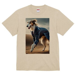 ボルゾイ Tシャツ レディース 犬ファン 半袖 春夏 犬柄 プリント カジュアル かわいい 人間用 個性派 ここだけのデザイン 面白 スーツ ボルゾイ ネクタイ 砂漠