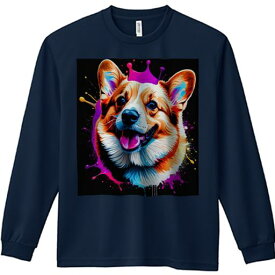 長袖Tシャツ 人間用 メンズ 秋春夏 プリント レジャー アウトドア カジュアル かわいい カラフル ウェルシュコーギー デジタルアート 王冠