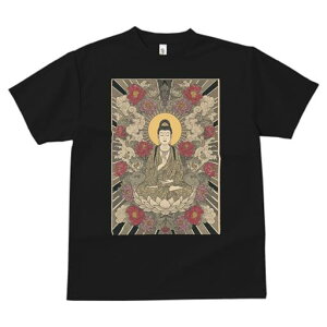 Tシャツ レディース 犬ファン 半袖 春夏 プリント カジュアル かわいい 人間用 派手 個性的 仏 仏像 蓮 花 宗教