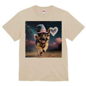 ジャーマンシェパード Tシャツ 犬愛 ユニークデザインレディース 犬ファン 半袖 春夏 プリント 大人カジュアル かわいい 人間用 ギフト 個性的 猛暑対策 魔法使いの帽子 ジャーマンシェパー