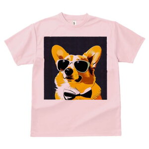 コーギー Tシャツ 犬愛 ユニークデザインレディース 犬ファン 半袖 春夏 プリント 大人カジュアル かわいい 人間用 ギフト 個性的 猛暑対策 サングラス コーギー 蝶ネクタイ