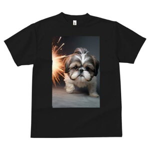 シーズー Tシャツ 犬愛 ユニークデザインレディース 犬ファン 半袖 春夏 プリント 大人カジュアル かわいい 人間用 ギフト 個性的 猛暑対策 花火 シーズー