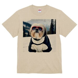 シーズー Tシャツ 犬愛 ユニークデザインレディース 犬ファン 半袖 春夏 プリント 大人カジュアル かわいい 人間用 ギフト 個性的 猛暑対策 スキー シーズー 雪山 スキーウェア
