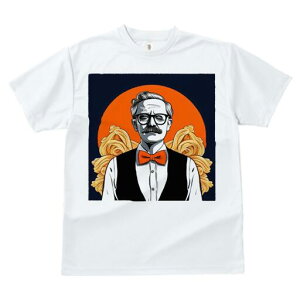 Tシャツ 犬愛 ユニークデザインレディース 犬ファン 半袖 春夏 プリント 大人カジュアル かわいい 人間用 ギフト 個性的 猛暑対策 紳士 蝶ネクタイ パスタ イラスト オレンジ