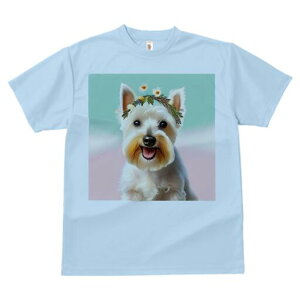 ウエストハイランドホワイトテリア Tシャツ 犬愛 ユニークデザインレディース 犬ファン 半袖 春夏 プリント 大人カジュアル かわいい 人間用 ギフト 個性的 猛暑対策 花 ウエストハイランド