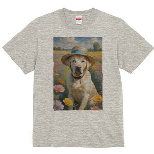 ラブラドールレトリバー Tシャツ 犬愛 ユニークデザインレディース 犬ファン 半袖 春夏 プリント 大人カジュアル かわいい 人間用 ギフト 個性的 猛暑対策 帽子 ラブラドールレトリバー 花
