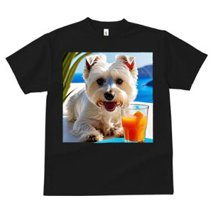 ウエストハイランドホワイトテリア Tシャツ 犬愛 ユニークデザインレディース 犬ファン 半袖 春夏 プリント 大人カジュアル かわいい 人間用 ギフト 個性的 猛暑対策 ジュース ウエストハイ