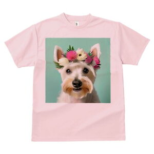 ウエストハイランドホワイトテリア Tシャツ 犬愛 ユニークデザインレディース 犬ファン 半袖 春夏 プリント 大人カジュアル かわいい 人間用 ギフト 個性的 猛暑対策 花冠 ウエストハイラン