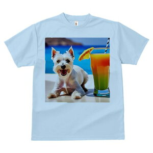 ウエストハイランドホワイトテリア Tシャツ 犬愛 ユニークデザインレディース 犬ファン 半袖 春夏 プリント 大人カジュアル かわいい 人間用 ギフト 個性的 猛暑対策 カクテル ウエストハイ