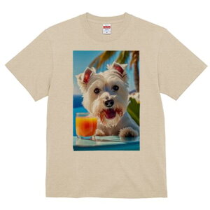 ウエストハイランドホワイトテリア Tシャツ 犬愛 ユニークデザインレディース 犬ファン 半袖 春夏 プリント 大人カジュアル かわいい 人間用 ギフト 個性的 猛暑対策 ジュース ウエストハイ