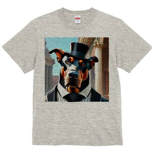 ドーベルマン Tシャツ 犬愛 ユニークデザインレディース 犬ファン 半袖 春夏 プリント 大人カジュアル かわいい 人間用 ギフト 個性的 猛暑対策 帽子 ドーベルマン スーツ ネクタイ