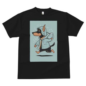 ドーベルマン Tシャツ 犬愛 ユニークデザインレディース 犬ファン 半袖 春夏 プリント 大人カジュアル かわいい 人間用 ギフト 個性的 猛暑対策 レインコート ドーベルマン フード