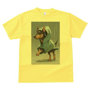 ドーベルマン Tシャツ 犬愛 ユニークデザインレディース 犬ファン 半袖 春夏 プリント 大人カジュアル かわいい 人間用 ギフト 個性的 猛暑対策 雨 ドーベルマン レインコート 傘 梅雨