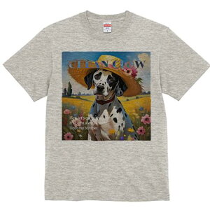 ダルメシアン Tシャツ 犬愛 ユニークデザインレディース 犬ファン 半袖 春夏 プリント 大人カジュアル かわいい 人間用 ギフト 個性的 猛暑対策 帽子 ダルメシアン 花 風景