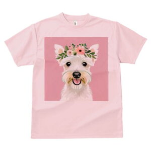 ウエストハイランドホワイトテリア Tシャツ 犬愛 ユニークデザインレディース 犬ファン 半袖 春夏 プリント 大人カジュアル かわいい 人間用 ギフト 個性的 猛暑対策 花 ウエストハイランド