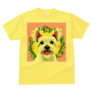 ウエストハイランドホワイトテリア Tシャツ 犬愛 ユニークデザインレディース 犬ファン 半袖 春夏 プリント 大人カジュアル かわいい 人間用 ギフト 個性的 猛暑対策 花 ウエストハイランド