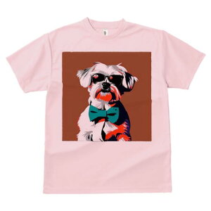 シーズー Tシャツ 犬愛 ユニークデザインレディース 犬ファン 半袖 春夏 プリント 大人カジュアル かわいい 人間用 ギフト 個性的 猛暑対策 サングラス シーズー 蝶ネクタイ