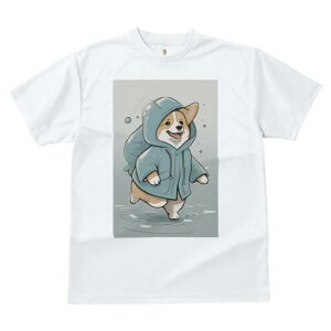 コーギー Tシャツ 犬愛 ユニークデザインレディース 犬ファン 半袖 春夏 プリント 大人カジュアル かわいい 人間用 ギフト 個性的 猛暑対策 雨 コーギー レインコート フード