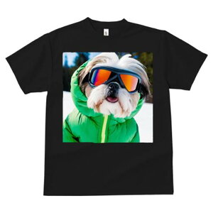 シーズー Tシャツ 犬愛 ユニークデザインレディース 犬ファン 半袖 春夏 プリント 大人カジュアル かわいい 人間用 ギフト 個性的 猛暑対策 スキーウェア シーズー ゴーグル 雪