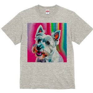 ウエストハイランドホワイトテリア Tシャツ 犬愛 ユニークデザインレディース 犬ファン 半袖 春夏 プリント 大人カジュアル かわいい 人間用 ギフト 個性的 猛暑対策 背景 ウエストハイラン