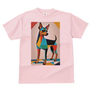 ミニチュアピンシャー Tシャツ 犬愛 ユニークデザインレディース 犬ファン 半袖 春夏 プリント 大人カジュアル かわいい 人間用 ギフト 個性的 猛暑対策 幾何学模様 ミニチュアピンシャー