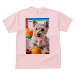 ウエストハイランドホワイトテリア Tシャツ 犬愛 ユニークデザインレディース 犬ファン 半袖 春夏 プリント 大人カジュアル かわいい 人間用 ギフト 個性的 猛暑対策 飲み物 ウエストハイラ
