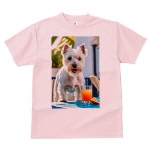 ウエストハイランドホワイトテリア Tシャツ 犬愛 ユニークデザインレディース 犬ファン 半袖 春夏 プリント 大人カジュアル かわいい 人間用 ギフト 個性的 猛暑対策 オレンジジュース ウエ