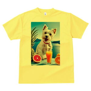 ウエストハイランドホワイトテリア Tシャツ 犬愛 ユニークデザインレディース 犬ファン 半袖 春夏 プリント 大人カジュアル かわいい 人間用 ギフト 個性的 猛暑対策 パイナップル ウエスト