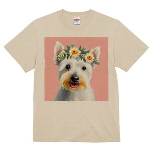 ウエストハイランドホワイトテリア Tシャツ 犬愛 ユニークデザインレディース 犬ファン 半袖 春夏 プリント 大人カジュアル かわいい 人間用 ギフト 個性的 猛暑対策 花冠 ウエストハイラン