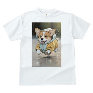 コーギー Tシャツ 犬愛 ユニークデザインレディース 犬ファン 半袖 春夏 プリント 大人カジュアル かわいい 人間用 ギフト 個性的 猛暑対策 雨 コーギー レインコート フード