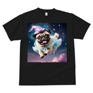 パグ Tシャツ 犬愛 ユニークデザインレディース 犬ファン 半袖 春夏 プリント 大人カジュアル かわいい 人間用 ギフト 個性的 猛暑対策 星空 パグ 帽子 チュール