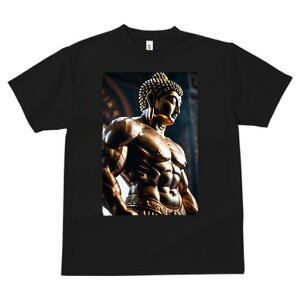 Tシャツ 犬愛 ユニークデザインレディース 犬ファン 半袖 春夏 プリント 大人カジュアル かわいい 人間用 ギフト 個性的 猛暑対策 仏像 筋肉 ゴールド 彫刻 像