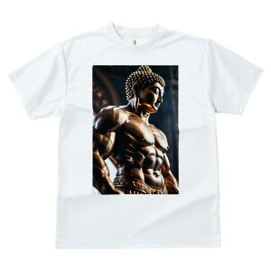 Tシャツ 犬愛 ユニークデザインレディース 犬ファン 半袖 春夏 プリント 大人カジュアル かわいい 人間用 ギフト 個性的 猛暑対策 仏像 筋肉 ゴールド 彫刻 像