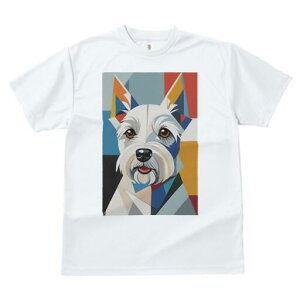 ウエストハイランドホワイトテリア Tシャツ 犬愛 ユニークデザインレディース 犬ファン 半袖 春夏 プリント 大人カジュアル かわいい 人間用 ギフト 個性的 猛暑対策 幾何学的 ウエストハイ