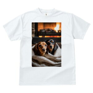 ダックスフンド Tシャツ 犬愛 ユニークデザインレディース 犬ファン 半袖 春夏 プリント 大人カジュアル かわいい 人間用 ギフト 個性的 猛暑対策 暖炉 ダックスフンド 毛布