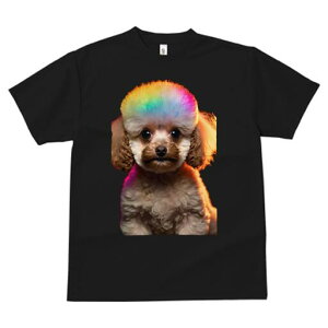 トイプードル Tシャツ 犬愛 ユニークデザインレディース 犬ファン 半袖 春夏 プリント 大人カジュアル かわいい 人間用 ギフト 個性的 猛暑対策 レインボーカラー トイプードル ヘアスタイ
