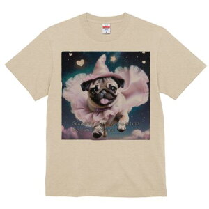 パグ Tシャツ 犬愛 ユニークデザインレディース 犬ファン 半袖 春夏 プリント 大人カジュアル かわいい 人間用 ギフト 個性的 猛暑対策 星 パグ ハート 帽子 チュール