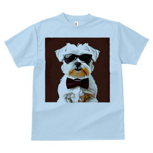 マルチーズ Tシャツ 犬愛 ユニークデザインレディース 犬ファン 半袖 春夏 プリント 大人カジュアル かわいい 人間用 ギフト 個性的 猛暑対策 サングラス マルチーズ 蝶ネクタイ