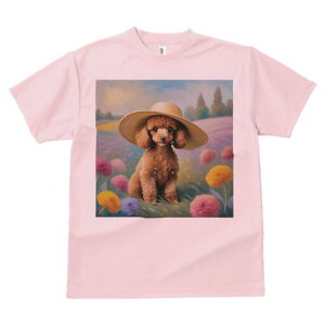 トイプードル Tシャツ 犬愛 ユニークデザインレディース 犬ファン 半袖 春夏 プリント 大人カジュアル かわいい 人間用 ギフト 個性的 猛暑対策 帽子 トイプードル 花 風景